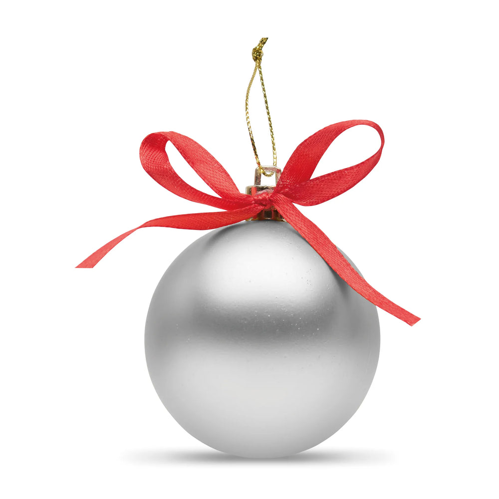 Kerstbal met geschenkdoos - Zilver