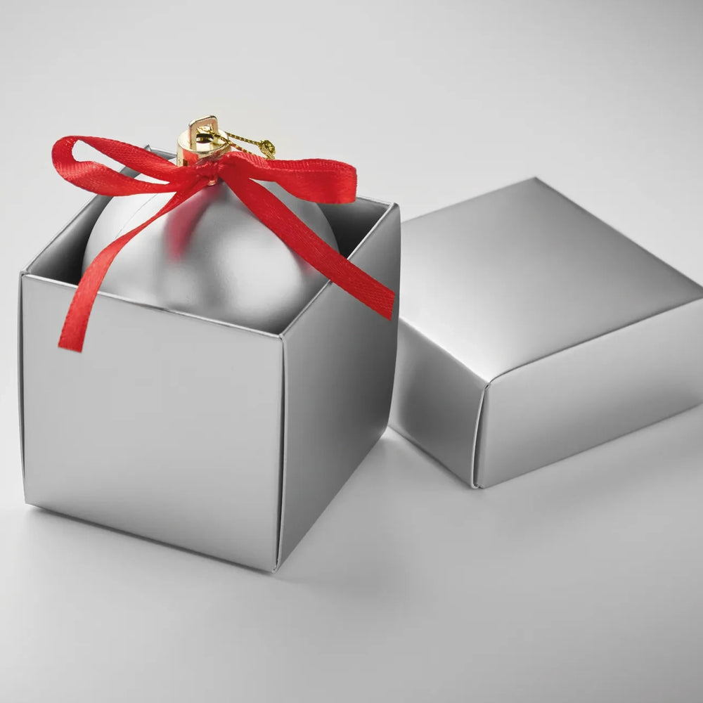 Kerstbal met geschenkdoos - Zilver