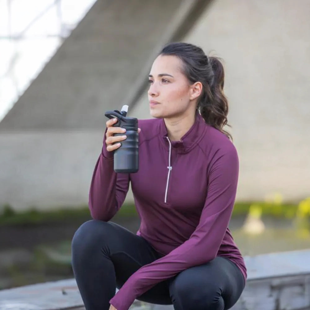Knox 350 ml gerecyclede RVS sportfles met rietje - Blauw
