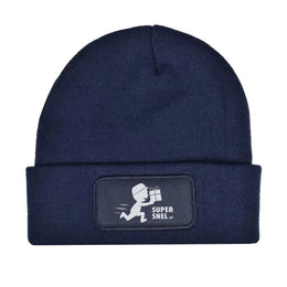 Grof gebreide muts met bedrukking, Blauw - 201451
