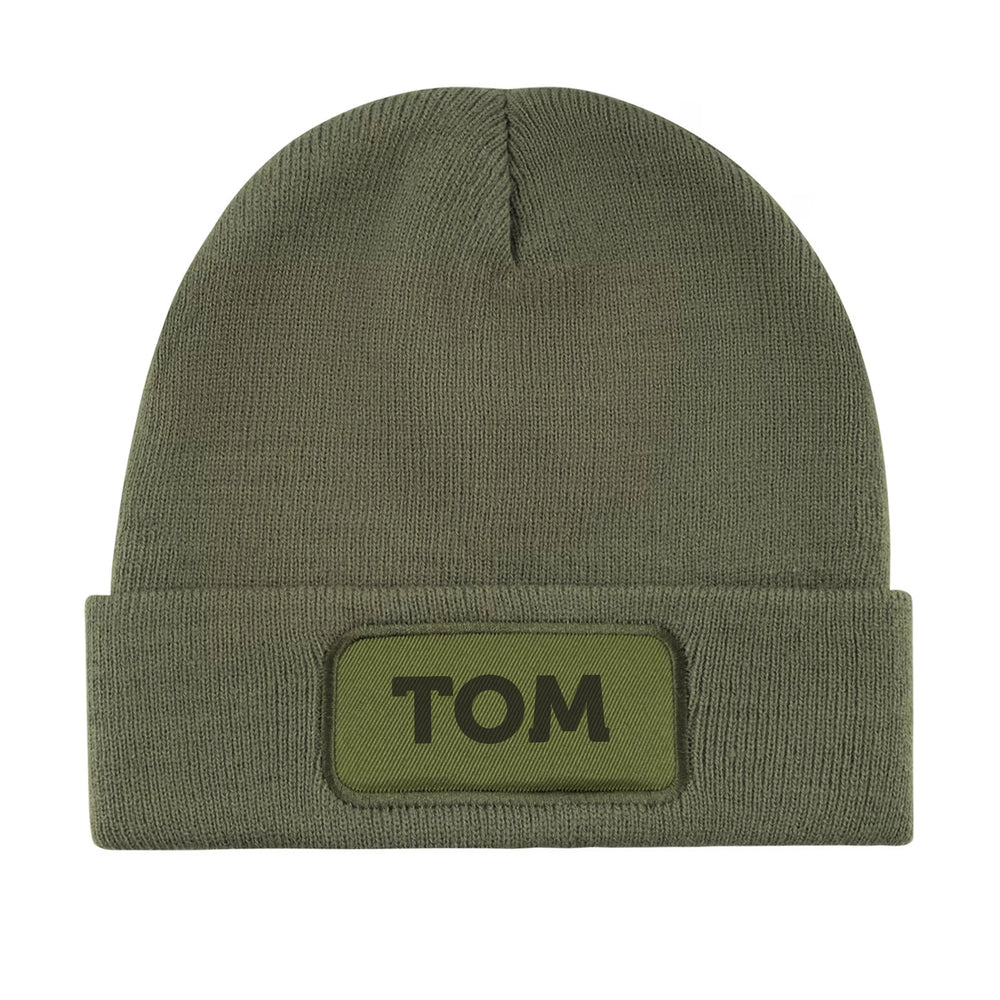 muts unisex grof gebreid olive met naam 201451