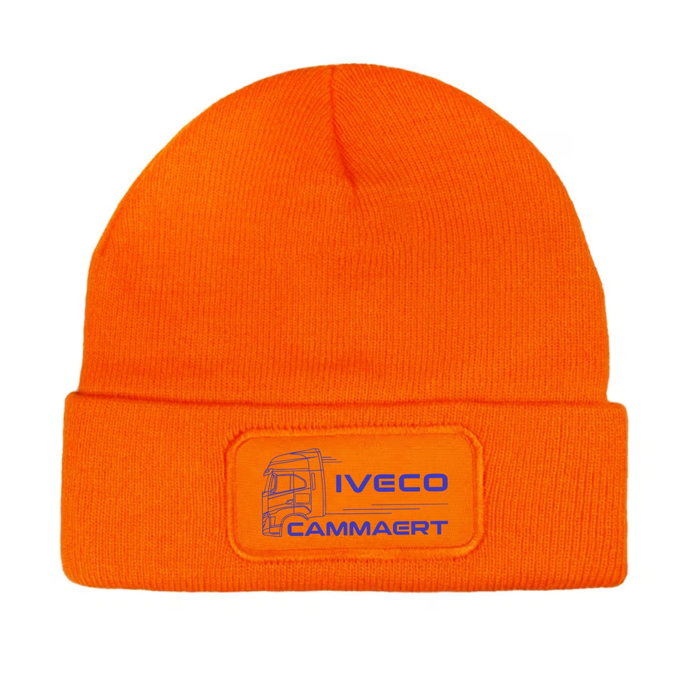 muts unisex grof gebreid oranje met logo 201451