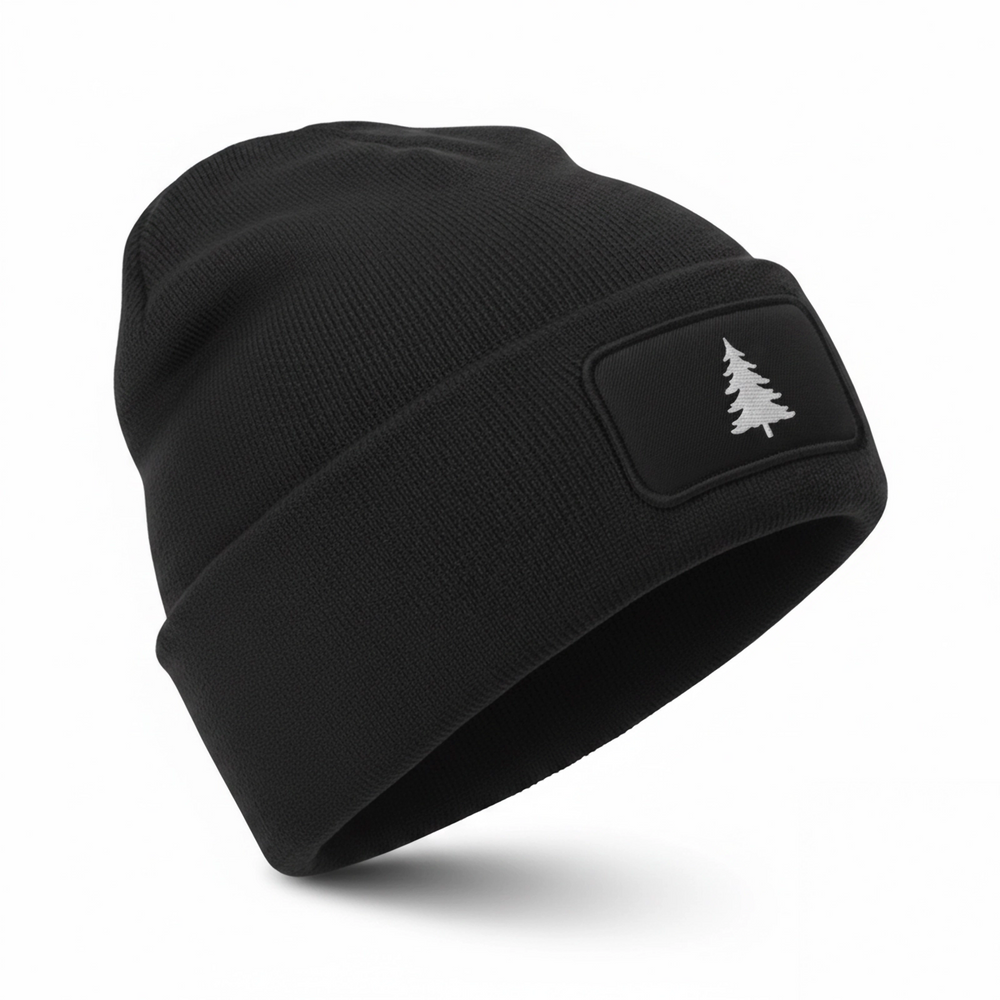 muts unisex grof gebreid zwart met geborduurd logo 201451