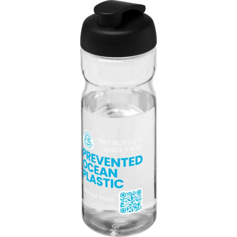 H2O Active Eco POP Base sportfles 650 ml - Transparant met zwarte dop