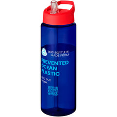 Sportfles 850 ml van Prevented Ocean Plastic - Blauw met rode dop
