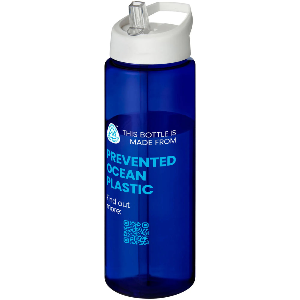 Sportfles 850 ml van Prevented Ocean Plastic met witte dop en voorbeeldbedrukking, Blauw - 20210486