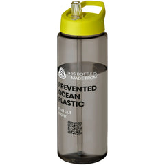 Sportfles 850 ml van Prevented Ocean Plastic - Houtskool met lime dop