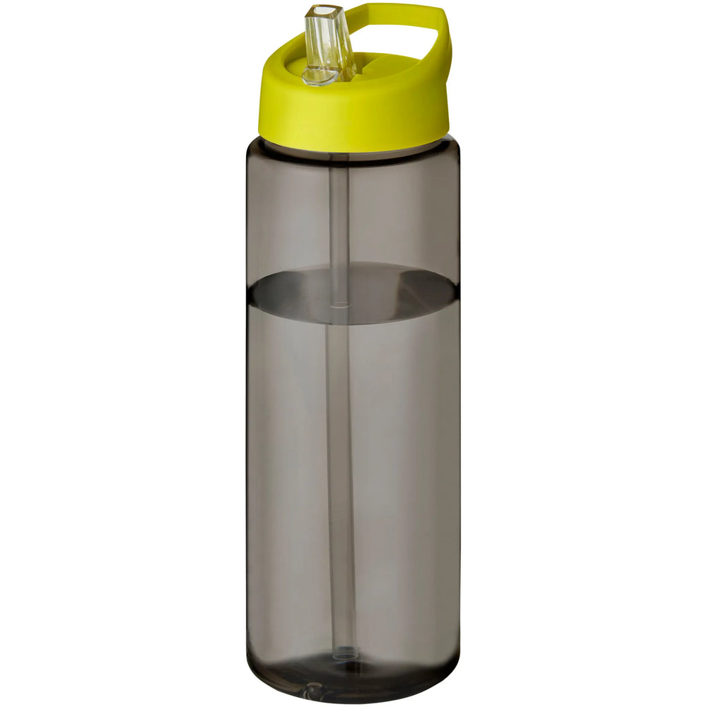 Sportfles 850 ml van Prevented Ocean Plastic met limoengroene dop, Houtskool - 20210486