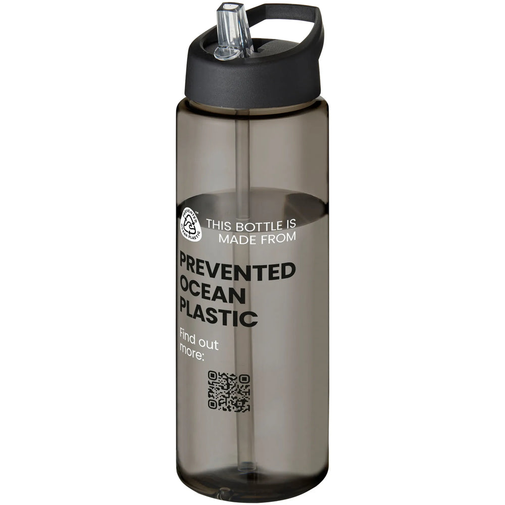 Sportfles 850 ml van Prevented Ocean Plastic - Houtskool met zwarte dop