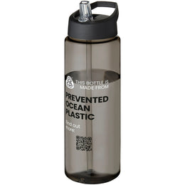 Sportfles 850 ml van Prevented Ocean Plastic - Houtskool met zwarte dop