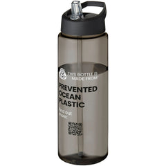 Sportfles 850 ml van Prevented Ocean Plastic - Houtskool met zwarte dop