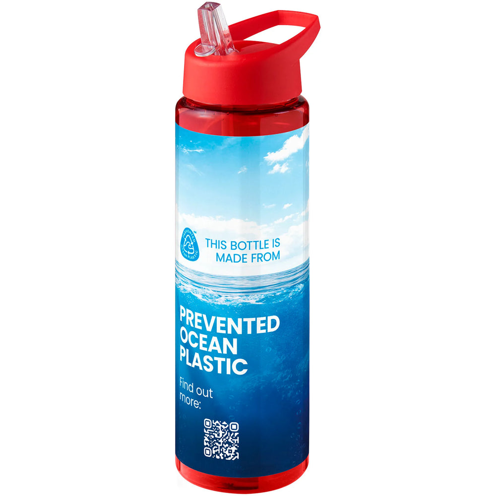 Sportfles 850 ml van Prevented Ocean Plastic met rode dop en fullcolour voorbeeldbedrukking, Rood - 20210486