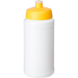 Baseline drinkfles 500 ml met gele sportdop in schuin aanzicht, Wit - 20210688