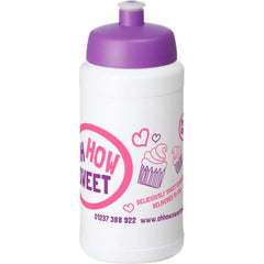 Baseline drinkfles 500 ml met sportdeksel - Wit met paarse dop