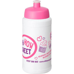 Baseline drinkfles 500 ml met sportdeksel - Wit met roze dop