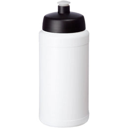 Baseline drinkfles 500 ml met zwarte sportdop in schuin aanzicht, Wit - 20210688