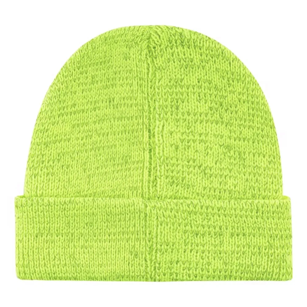 reflecterende muts grof gebreid acryl geel achterzijde 211447 03 a03