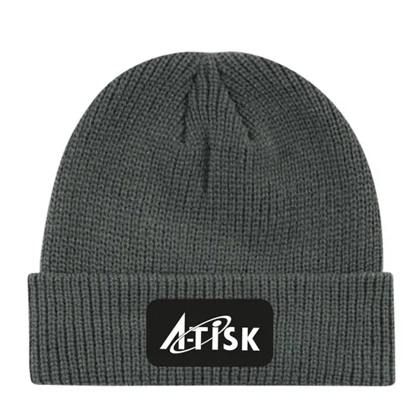 muts fisher hat grof gebreid donker grijs met logo 211459