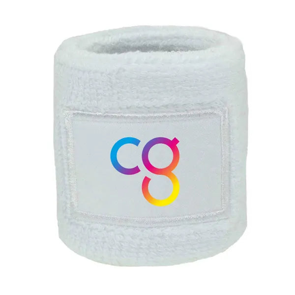 Zweetbandje met label met logo, Wit - 211520