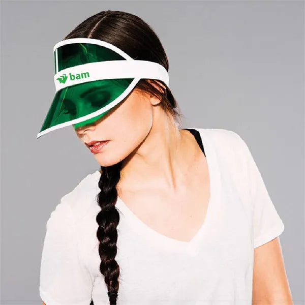 zonneklep met pvc scherm groen sfeer foto met logo 211820