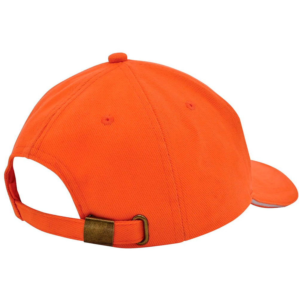 heavy brushed cap katoen verstelbaar oranje wit achterkant 211926
