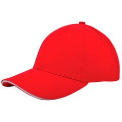 Heavy brushed cap van katoen met verstelbare sluiting - Rood/Wit