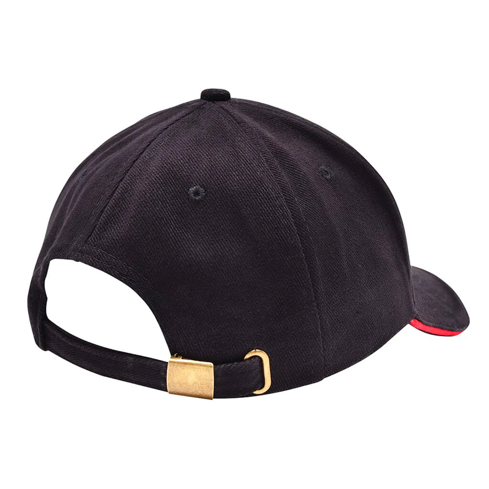 heavy brushed cap katoen verstelbaar zwart rood achterkant 211926
