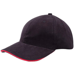 Heavy brushed cap van katoen met verstelbare sluiting - Zwart/Rood