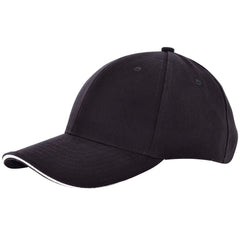 Heavy brushed cap van katoen met verstelbare sluiting - Zwart/Wit