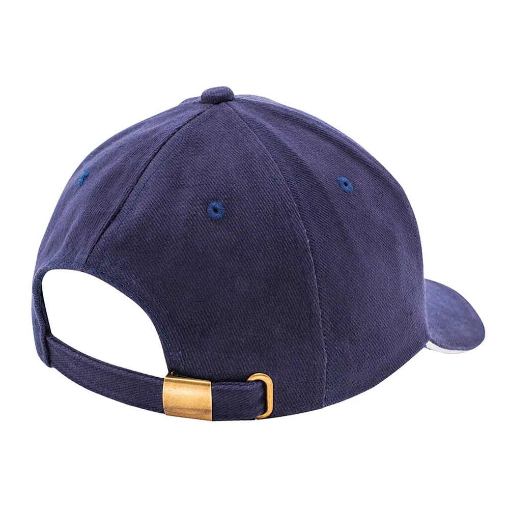 Heavy brushed cap van katoen met verstelbare sluiting achterzijde, Marineblauw en wit - 211926