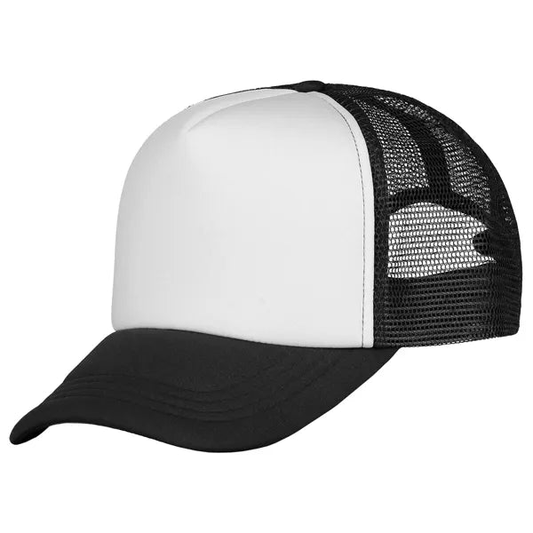 trucker cap deluxe plastic snapstrap zwart wit 212136
