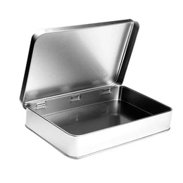 Rechthoekig blik met scharnierdeksel, Zilver - 21PL393