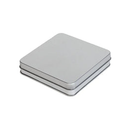 Vierkant blik met scharnierdeksel, Zilver - 21PL406