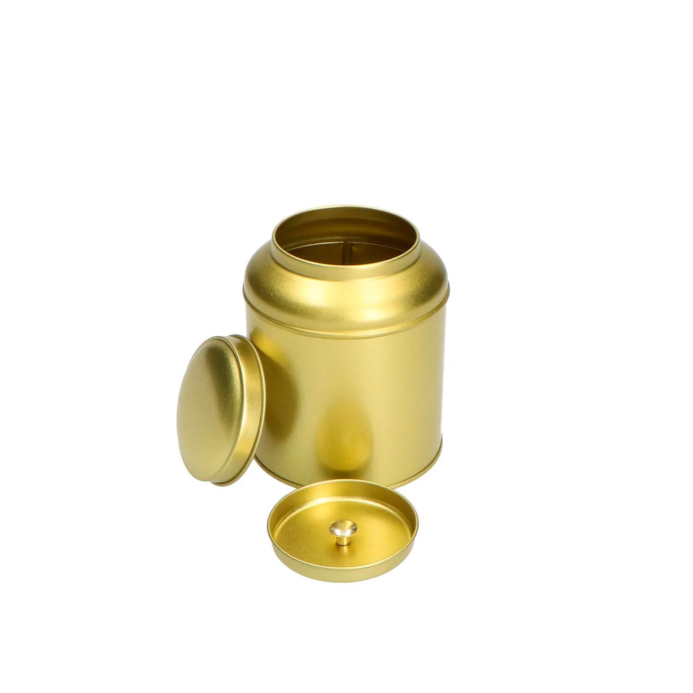 blik rond metaal deksel met binnendeksel goud 21pl414