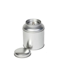 Rond voorraadblik met dubbele deksel, Zilver - 21PL414