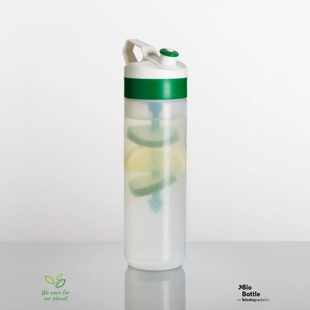 Fuse Bio bidon 450 ml met fruitinfuser gevuld met fruit, Transparant groen - 2322302T