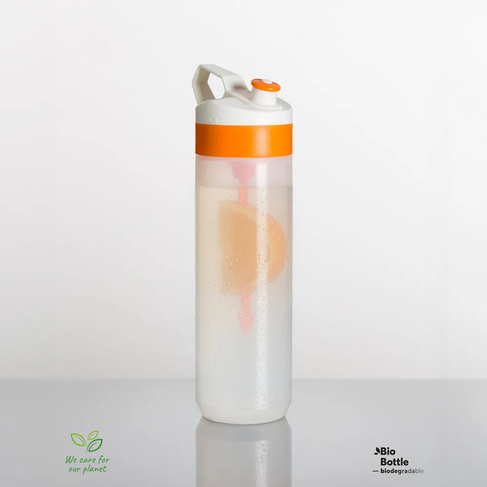 Fuse Bio bidon 450 ml met fruitinfuser gevuld met fruit, Transparant oranje - 2322302T