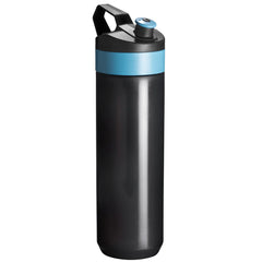 Fuse Bio Lifestyle Bottle Zwart – Stijlvolle Bio-Based Bidon met Fruitinfuser - Lichtblauw