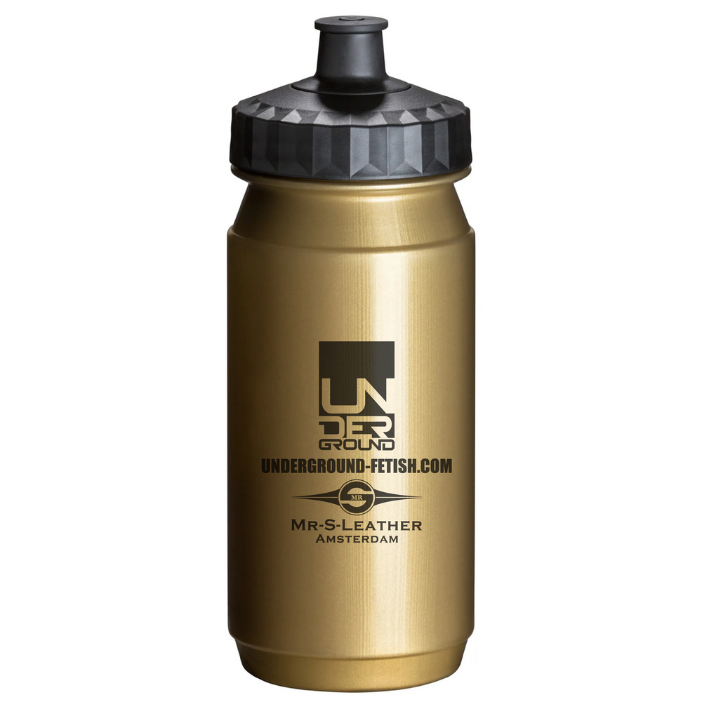 bidon daiya 550ml suikerriet duurzaam lekvrij goud met zwarte dop met logo 239268550