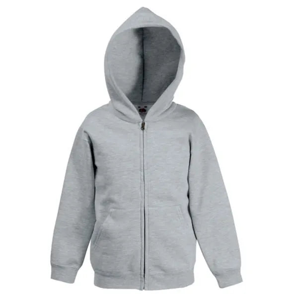 hoodie sweat jacket classic fruit of the loom grijs voorzijde 2401nk