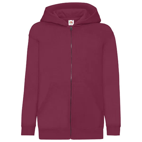 hoodie sweat jacket classic fruit of the loom burgundy voorzijde 2401nk