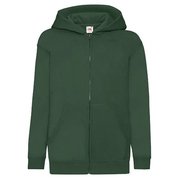 hoodie sweat jacket classic fruit of the loom flessen groen voorzijde 2401nk