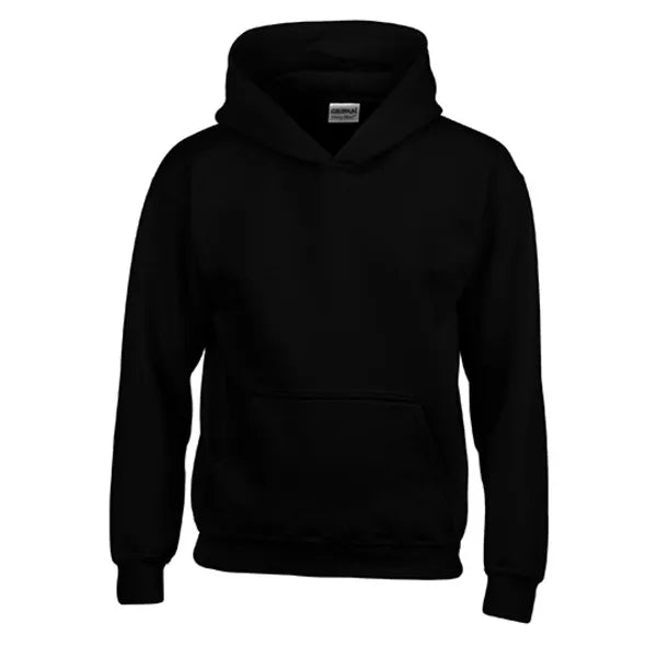 sweatshirt youth hooded gildan zwart voorzijde 2418500k