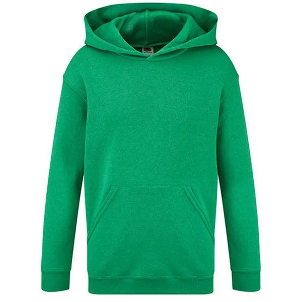 hoodie sweat classic fruit of the loom groen melange voorzijde 2421nk