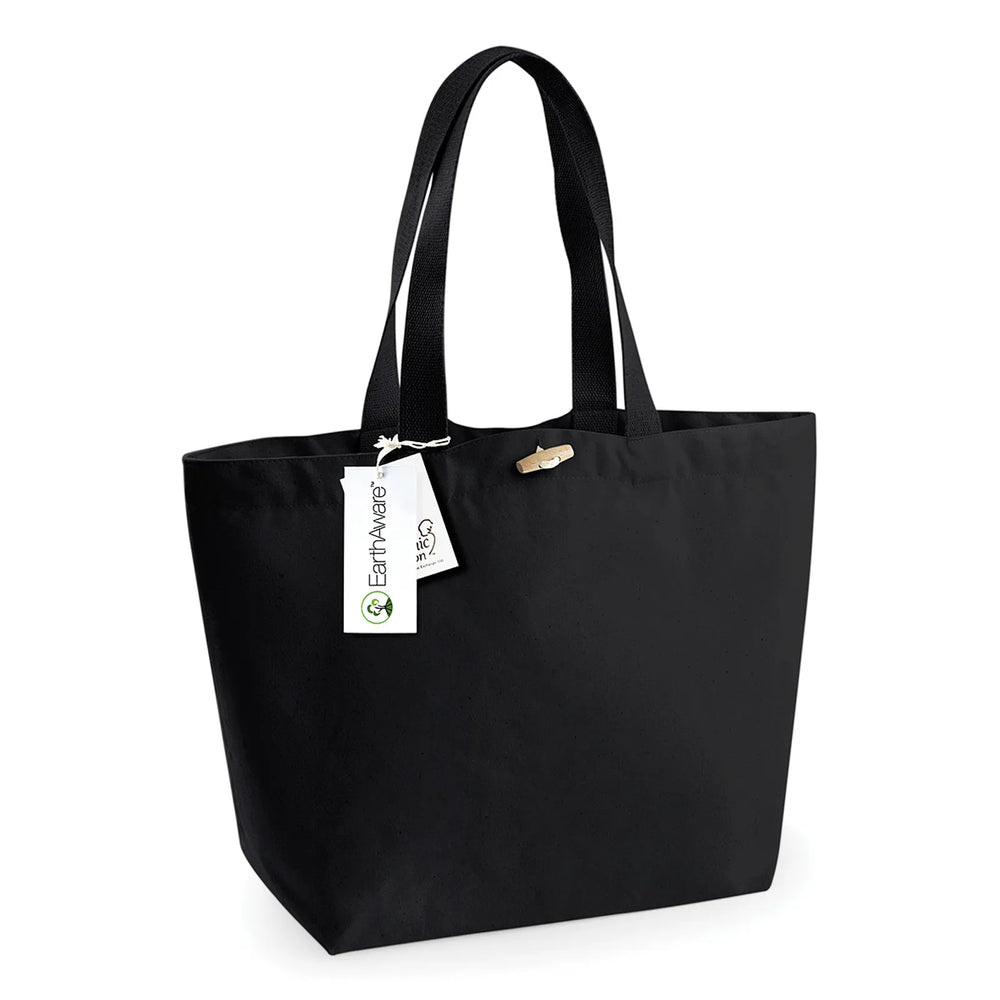 shopper strandtas biologisch katoen zwart voorkant 24850