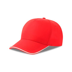 Gerecyclede 5-panel cap met contrasterende bies - Rood