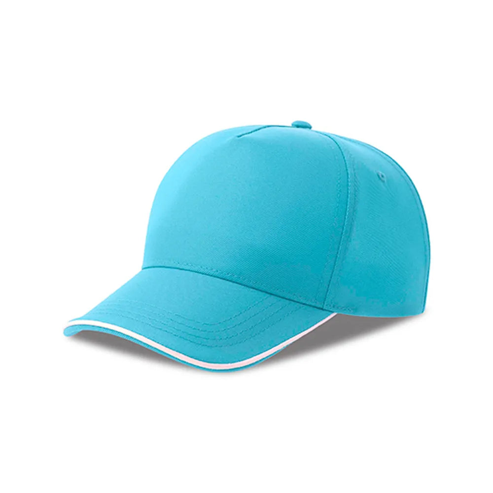 Recy Five Piping Cap van gerecycled polyester - Lichtblauw