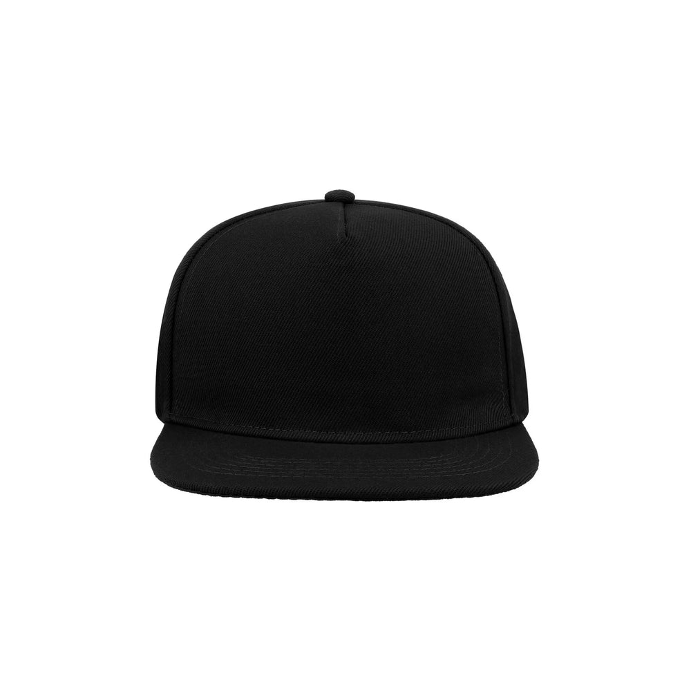 5-panel snapback pet met platte klep - Zwart
