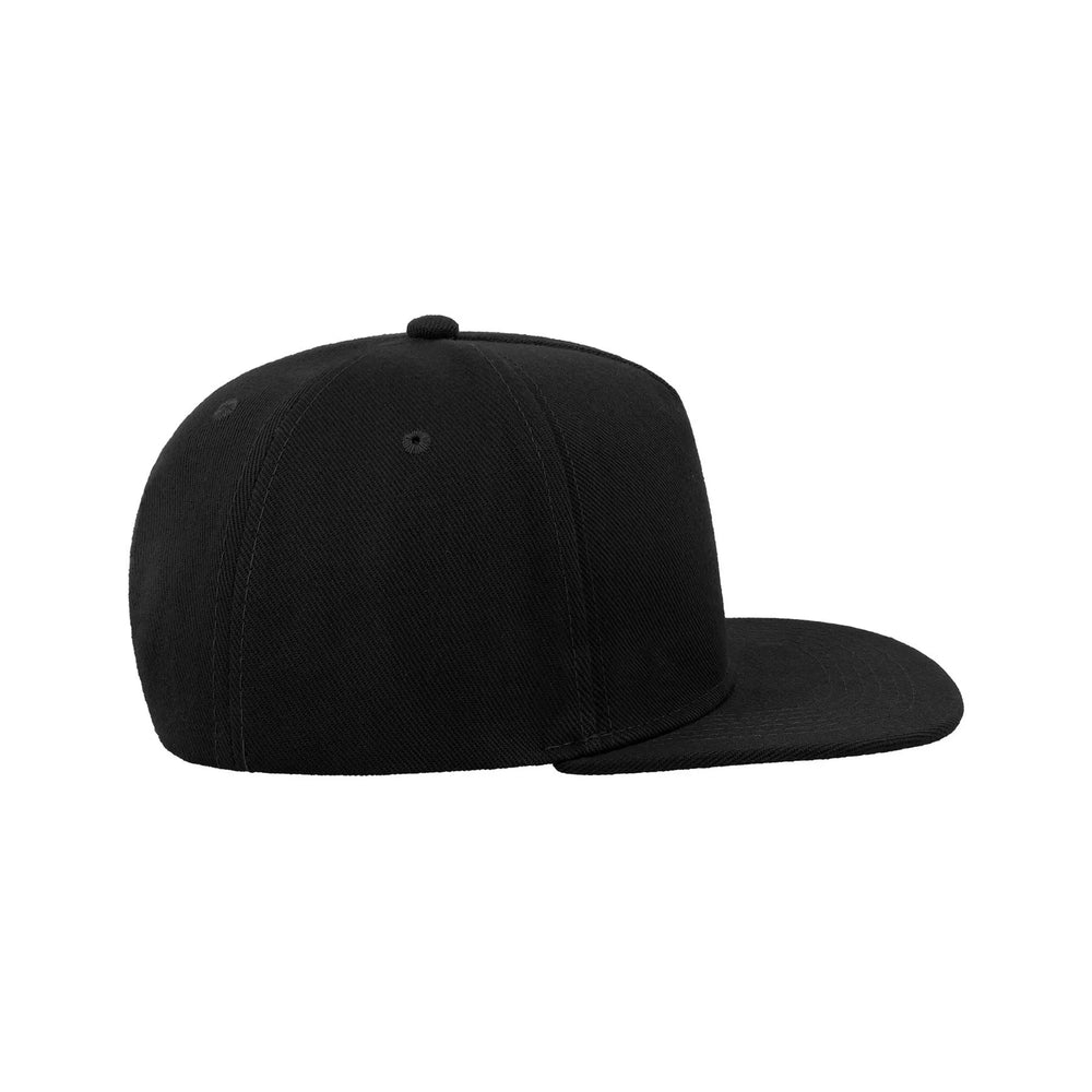 5-panel snapback pet met platte klep - Zwart