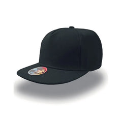 5-panel snapback pet met platte klep - Zwart